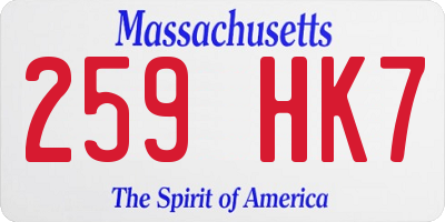 MA license plate 259HK7