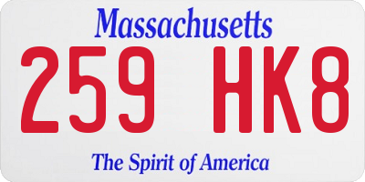 MA license plate 259HK8