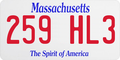 MA license plate 259HL3