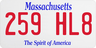MA license plate 259HL8