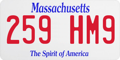 MA license plate 259HM9