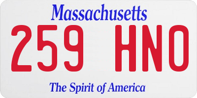MA license plate 259HN0