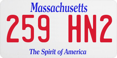 MA license plate 259HN2