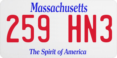 MA license plate 259HN3
