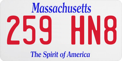 MA license plate 259HN8