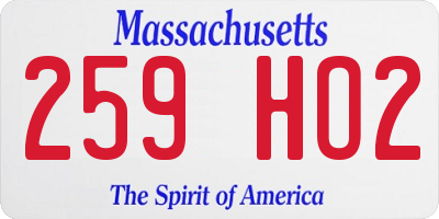 MA license plate 259HO2