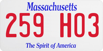 MA license plate 259HO3