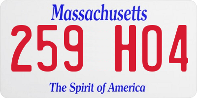 MA license plate 259HO4