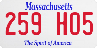 MA license plate 259HO5