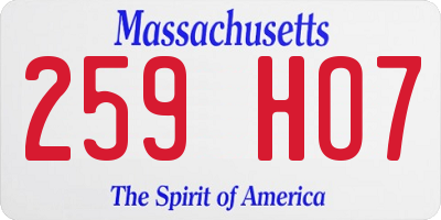 MA license plate 259HO7