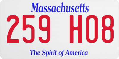 MA license plate 259HO8