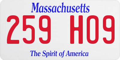 MA license plate 259HO9
