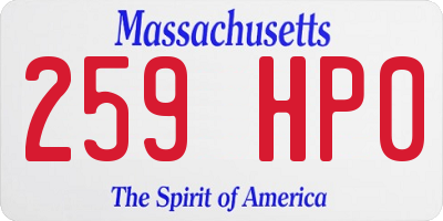 MA license plate 259HP0