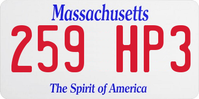 MA license plate 259HP3