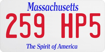 MA license plate 259HP5