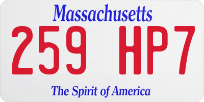 MA license plate 259HP7