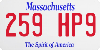 MA license plate 259HP9