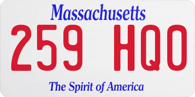 MA license plate 259HQ0