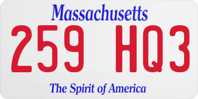 MA license plate 259HQ3