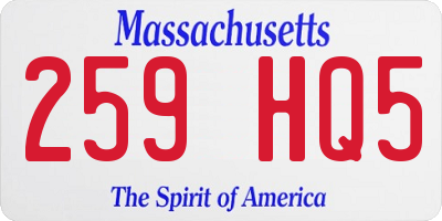 MA license plate 259HQ5