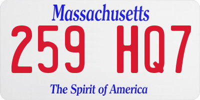 MA license plate 259HQ7