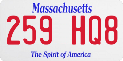 MA license plate 259HQ8