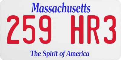 MA license plate 259HR3