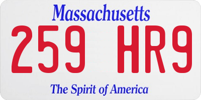 MA license plate 259HR9