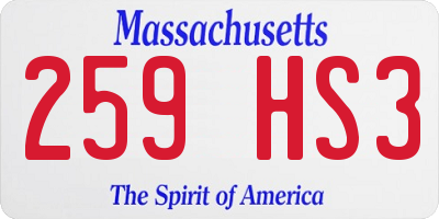 MA license plate 259HS3