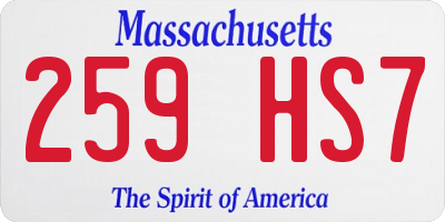 MA license plate 259HS7