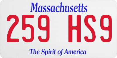 MA license plate 259HS9