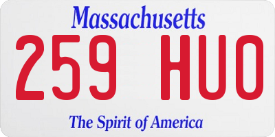 MA license plate 259HU0