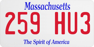 MA license plate 259HU3