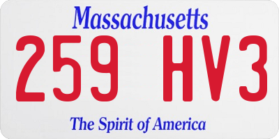 MA license plate 259HV3