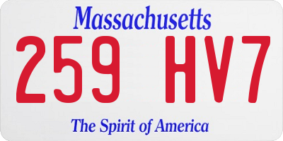 MA license plate 259HV7