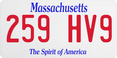 MA license plate 259HV9