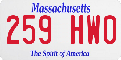 MA license plate 259HW0