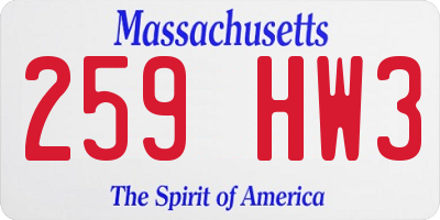 MA license plate 259HW3