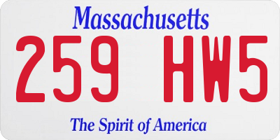 MA license plate 259HW5