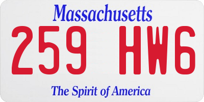 MA license plate 259HW6
