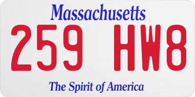 MA license plate 259HW8