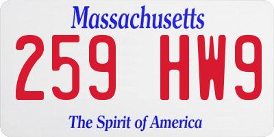 MA license plate 259HW9
