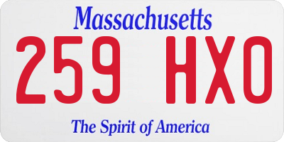 MA license plate 259HX0