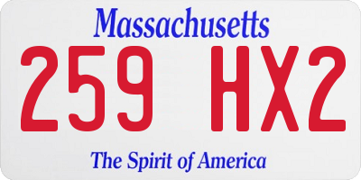 MA license plate 259HX2