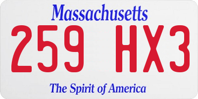 MA license plate 259HX3