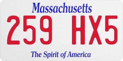 MA license plate 259HX5