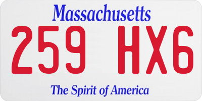MA license plate 259HX6