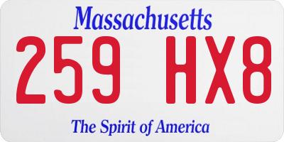 MA license plate 259HX8