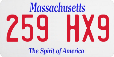 MA license plate 259HX9