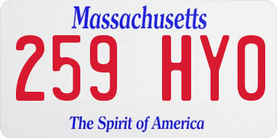 MA license plate 259HY0